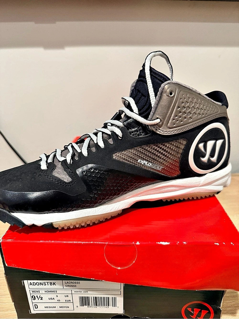 Warrior Adonis Lacrosse Cleats Adonis Men's Lacrosse Athletic Shoes Black & Red